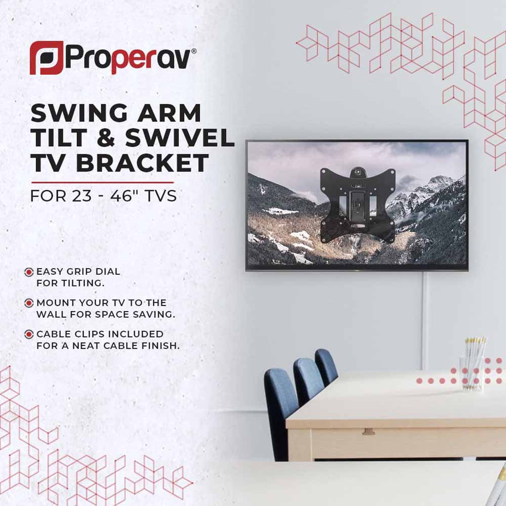 Properav Black Swing Arm TV Wall Bracket 23 to 46 inch Image 3