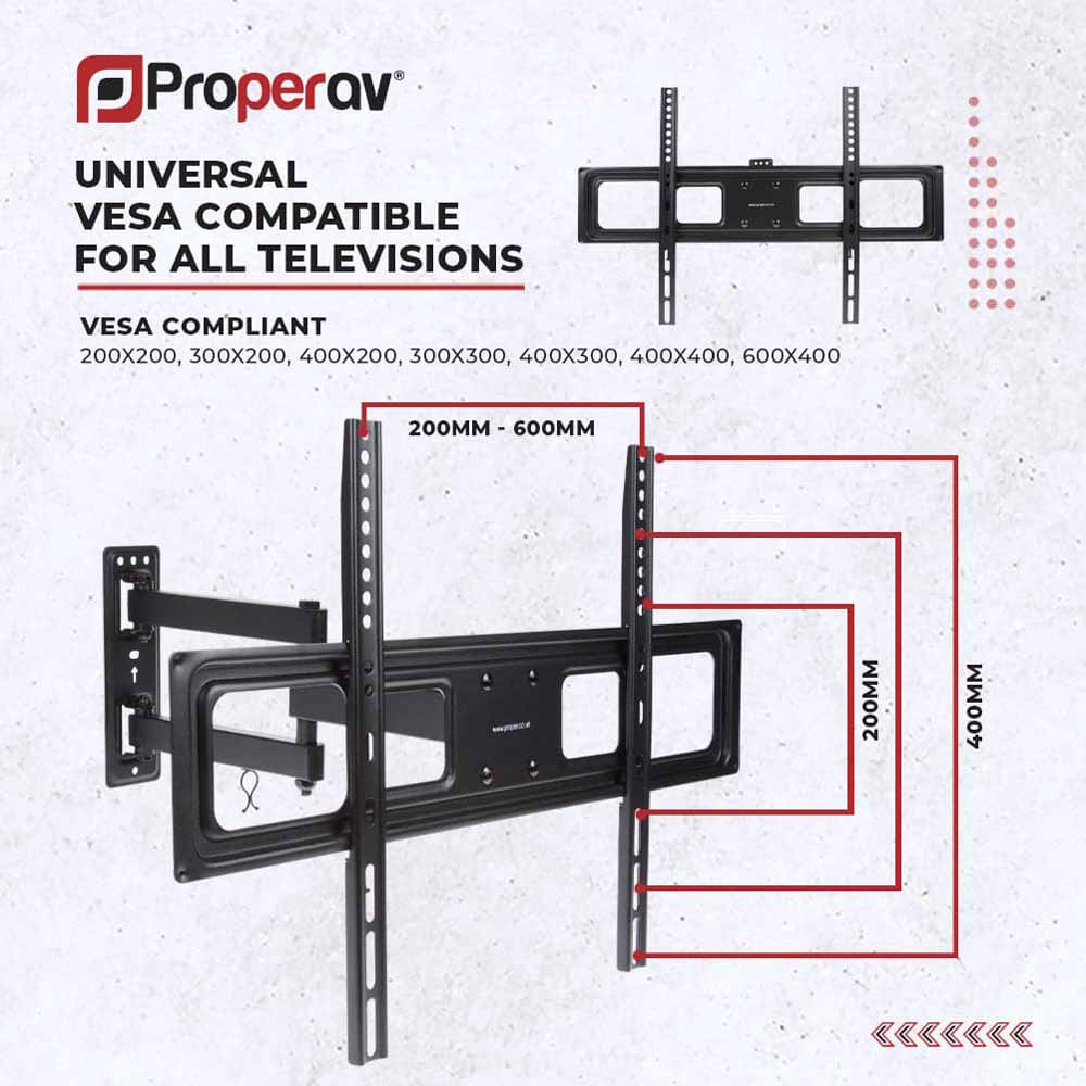 Properav Black Heavy Duty Swing Arm TV Wall Bracket 37 to 70 inch Image 5