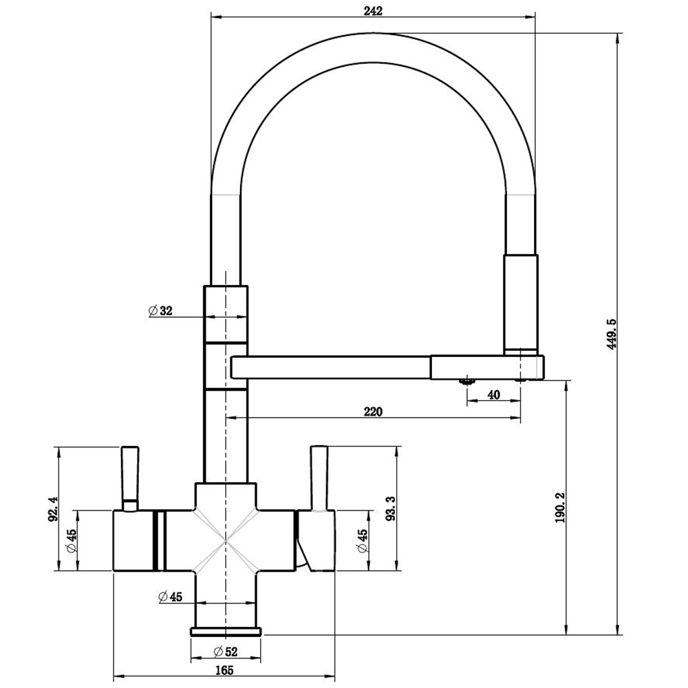 Reginox Aquqbezi MB Matt Black 4 in 1 Hot Water Tap Image 4