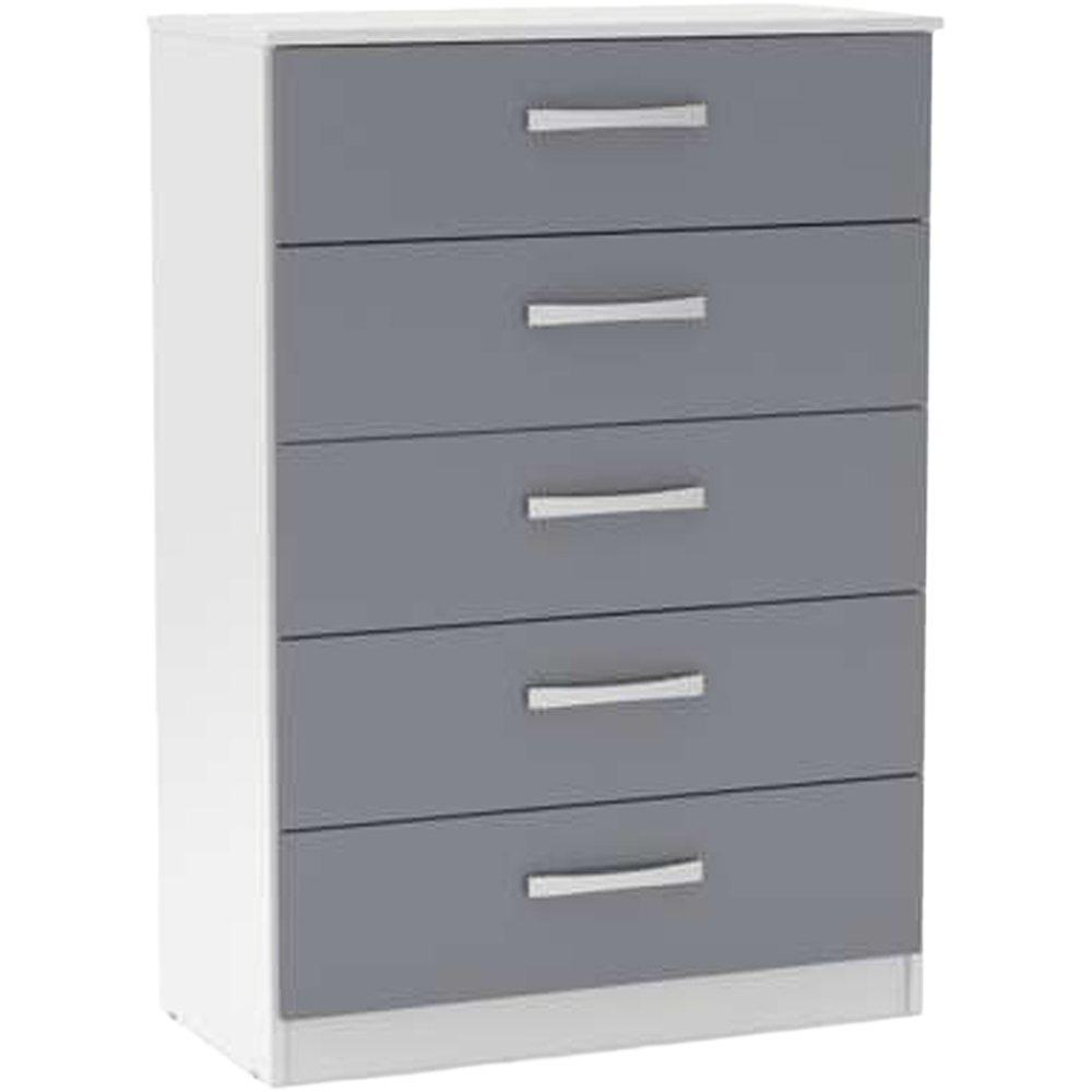 Lynx 5 Drawer White Chest of Drawers Image 2