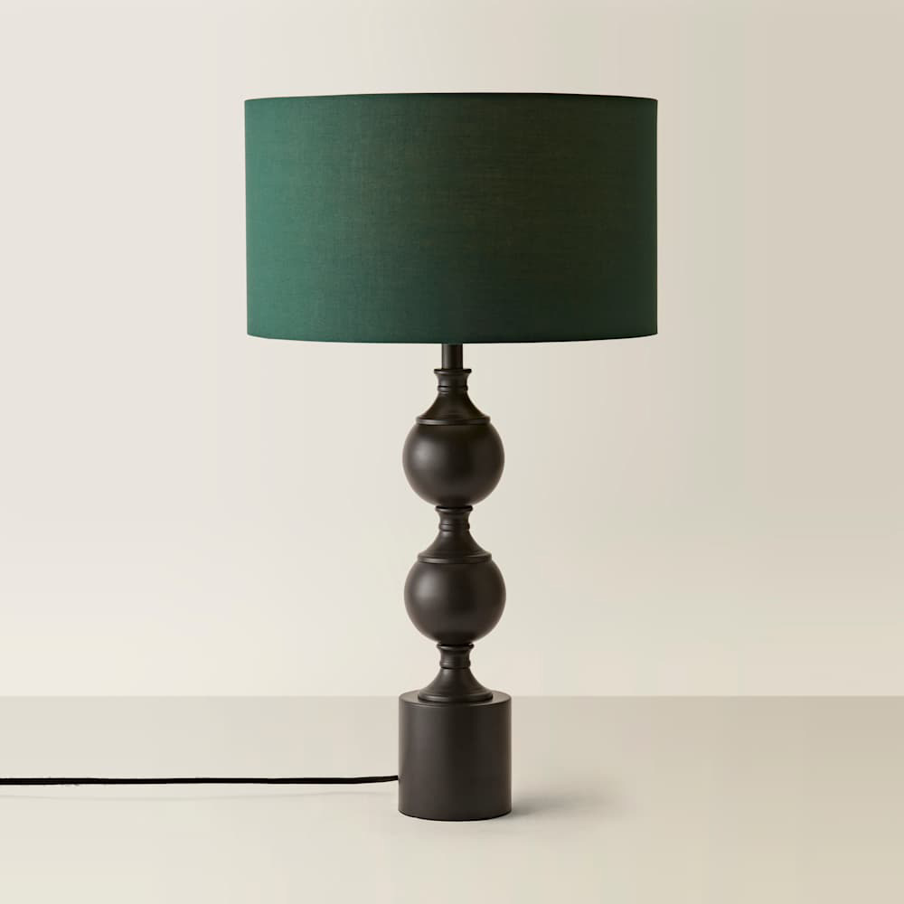 ValueLights Green Drum Shade Declan Metal Candlestick LED Table Lamp with Bulb Image 4