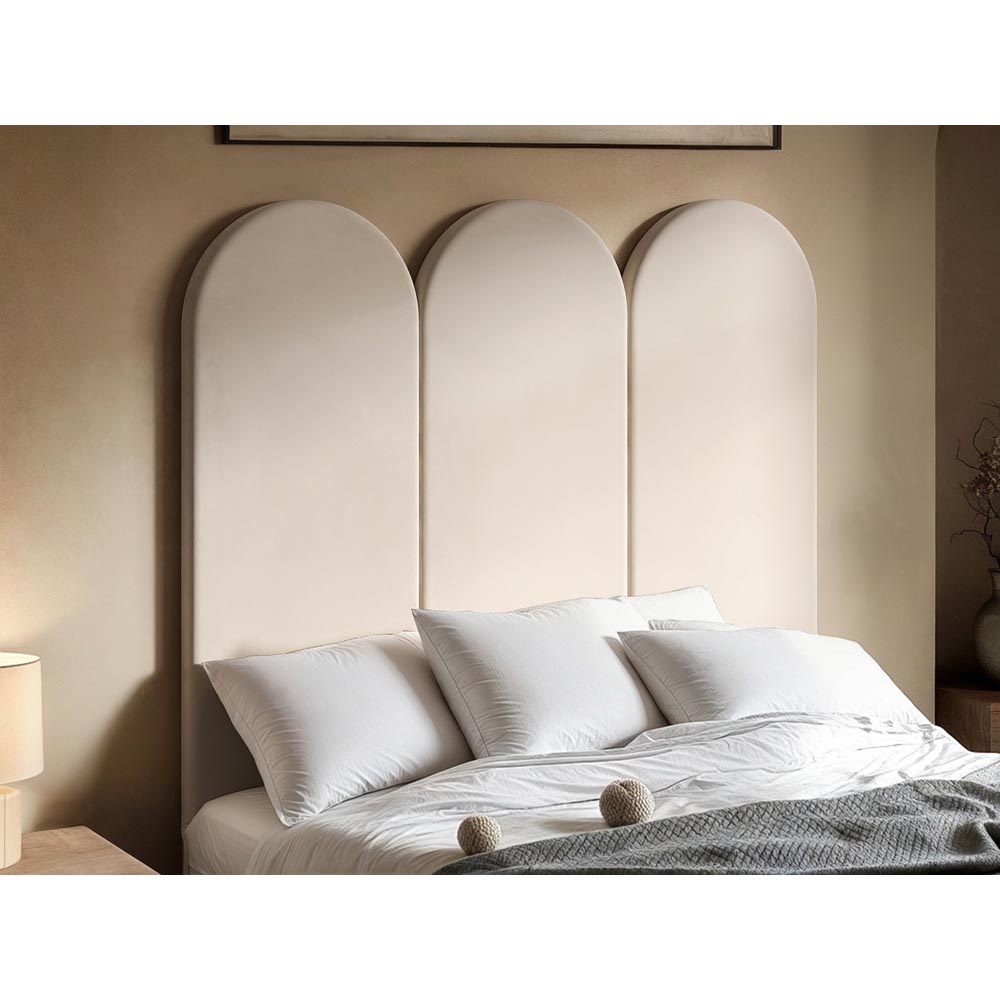 Solace+Co Cirrus Beige Velvet Headboard Panel Image 5