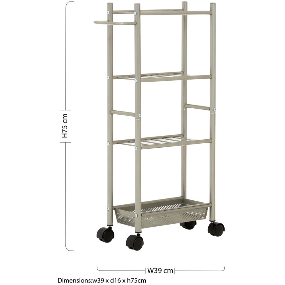 Dara 4-Tier Nickel Trolley with Basket Image 4