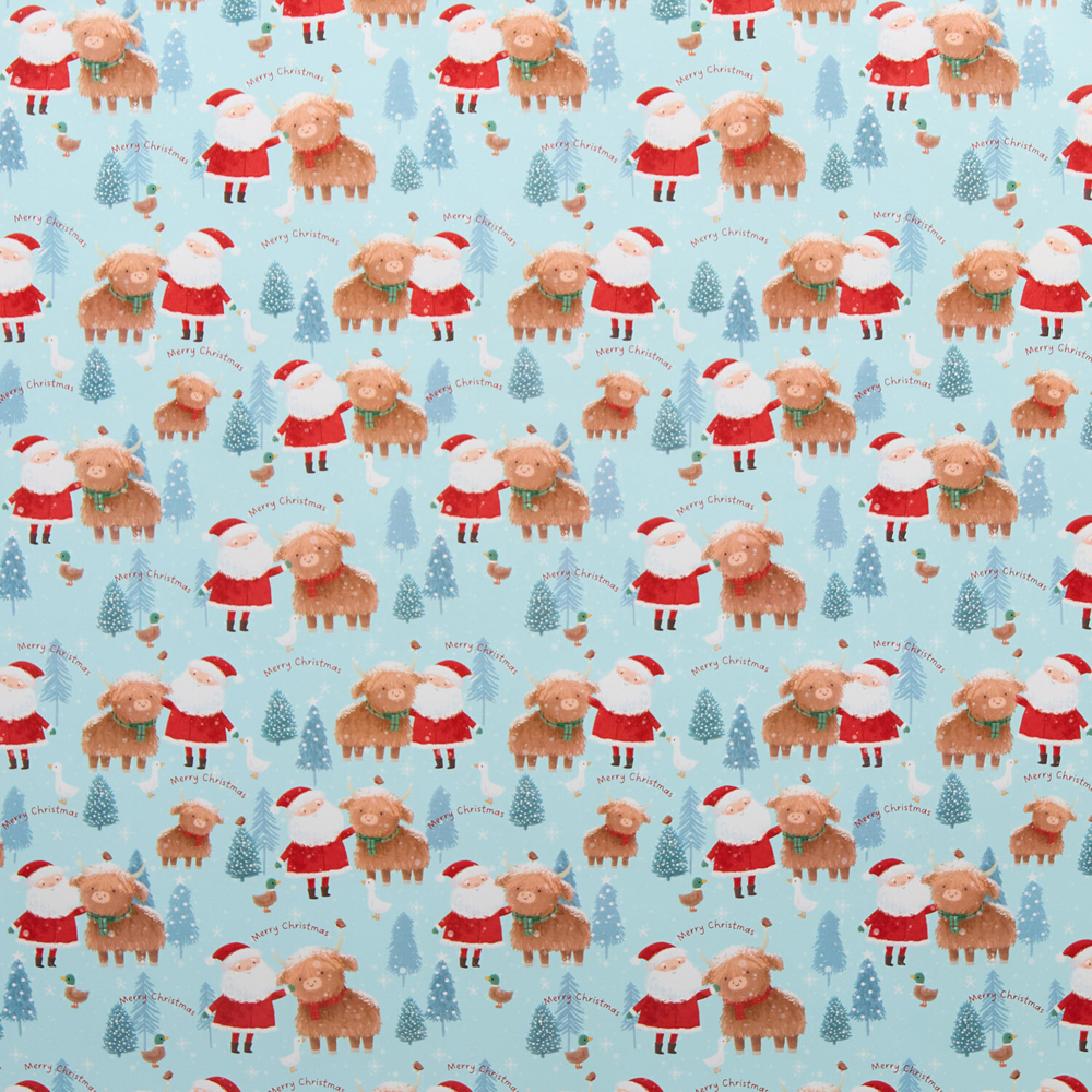 Santa with Highland Cow Gift Wrap Image 3