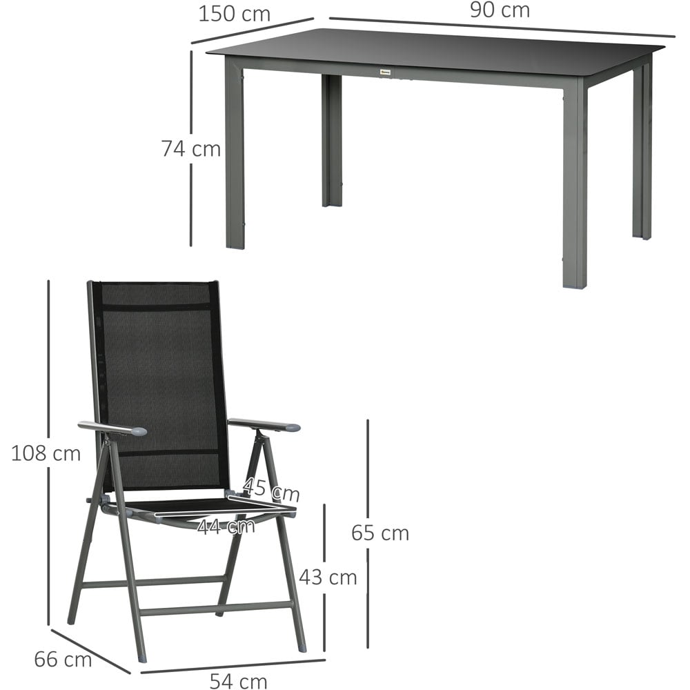Outsunny 7pc Garden Dining Set Black Image 6