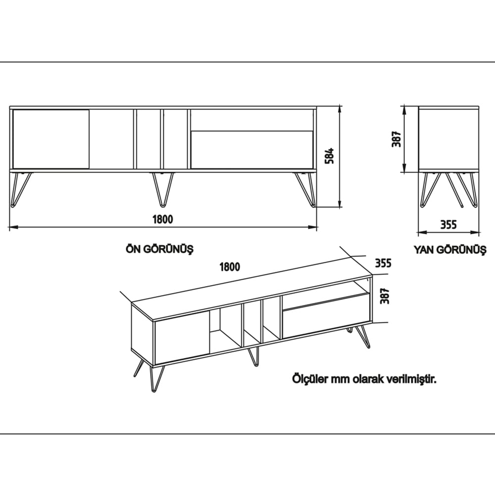Decorotika Mistico Walnut and White Wide TV Unit Image 5
