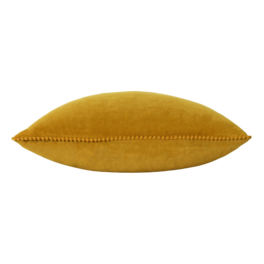 furn. Cosmo Ochre Velvet Pom-Pom Cushion Image 2