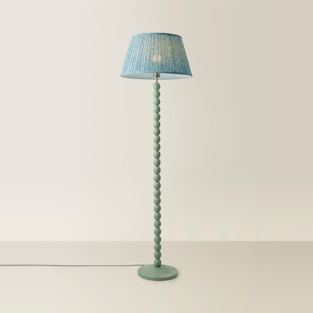 ValueLights Leaf Pleated Shade Pastel Green Bobbin LED Floor Lamp with Bulb Image 4