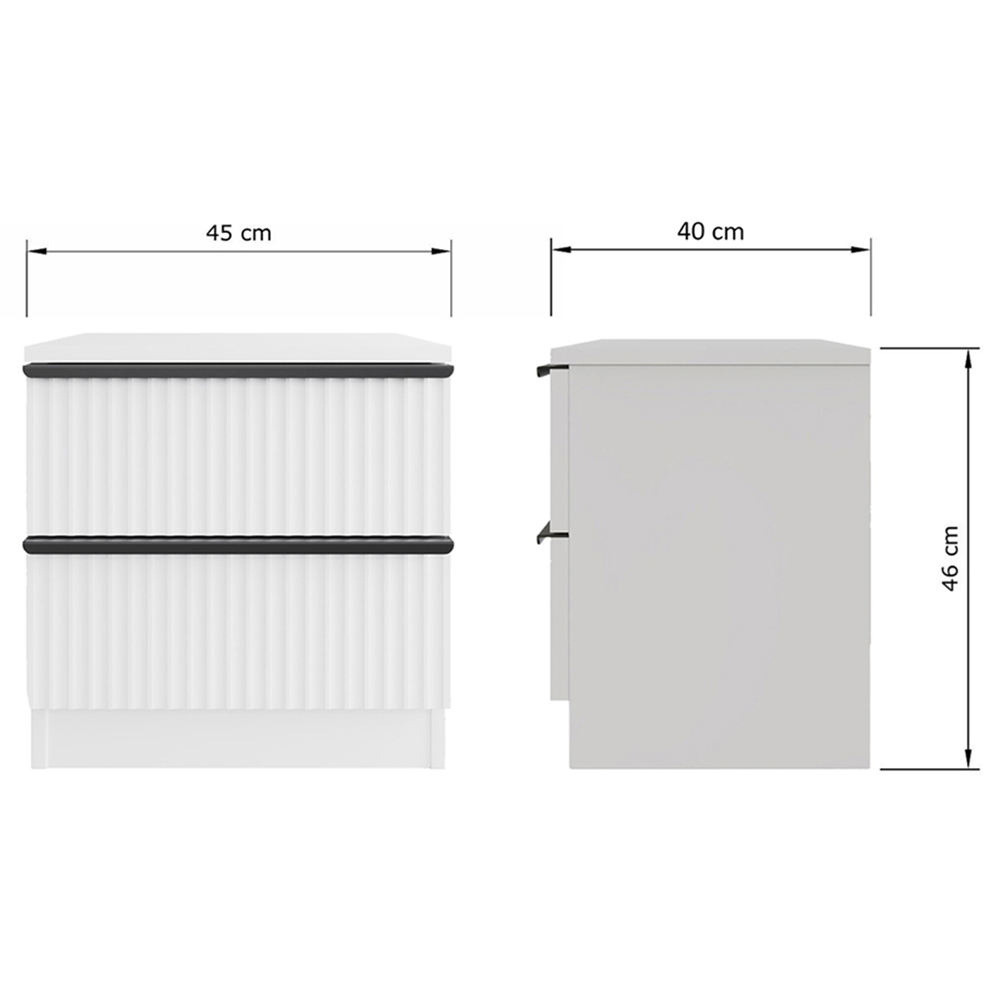 FWStyle Lania 2 Drawer White Scalloped Ripple Effect Bedside Chest Image 7