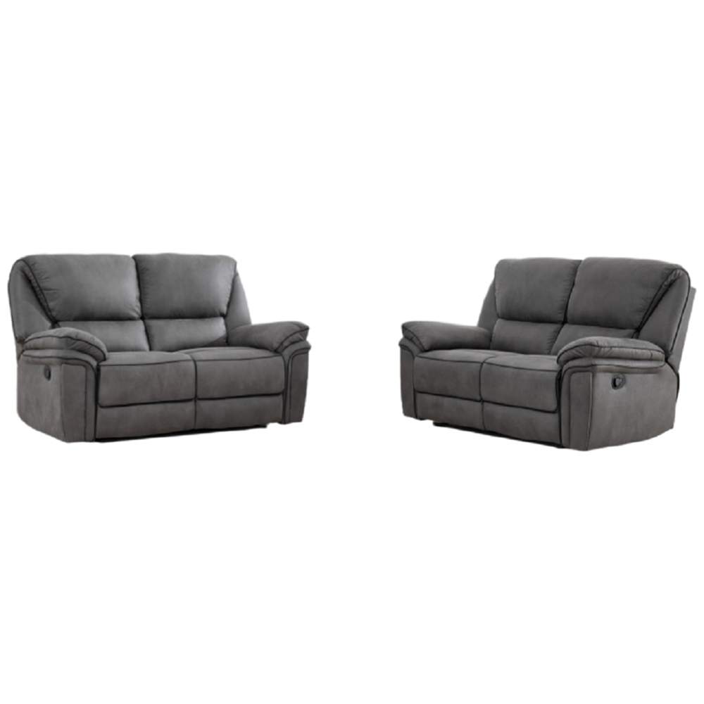 Langham 4 Seater Light Grey Leathaire Manual Recliner Sofa Set Image 2
