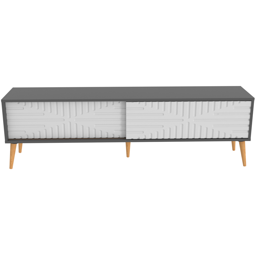 Decorotika Riso 2 Sliding Door Anthracite and White TV Unit Image 2