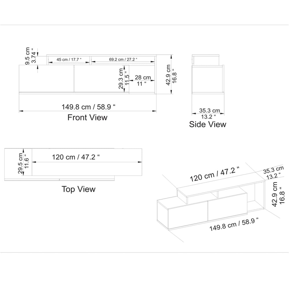 Decorotika Nexera 2 Door Cordoba and White Wide TV Stand Image 6
