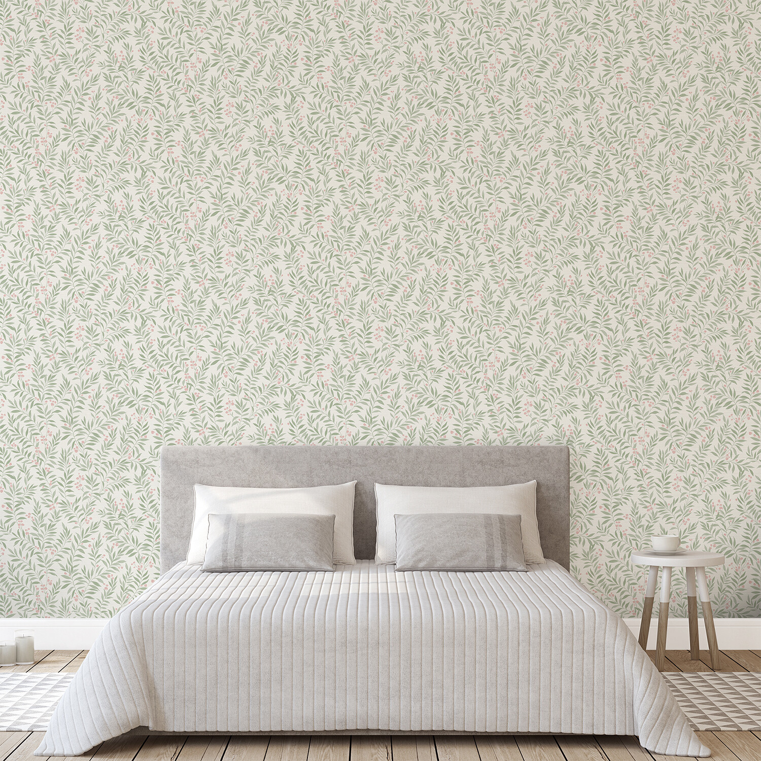 Sage Trail Wallpaper - Green and Pink Image 2