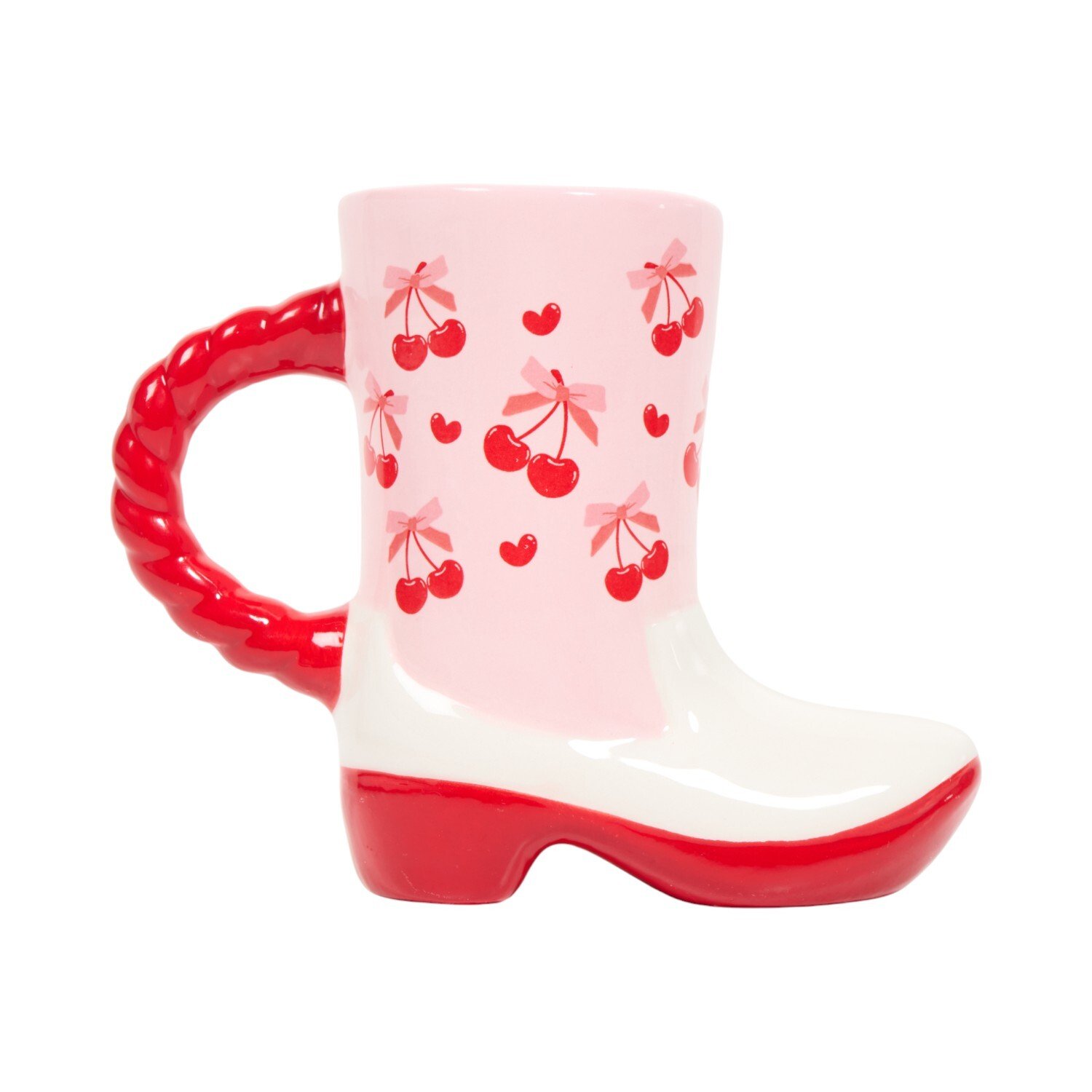 Cherry Cowboy Boot Mug with Handle - Pink Image 2