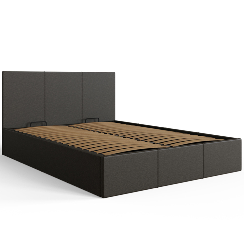 GFW Double Grey Hopsack Fabric End Lift Ottoman Bed with Bonnell Mattress Image 6