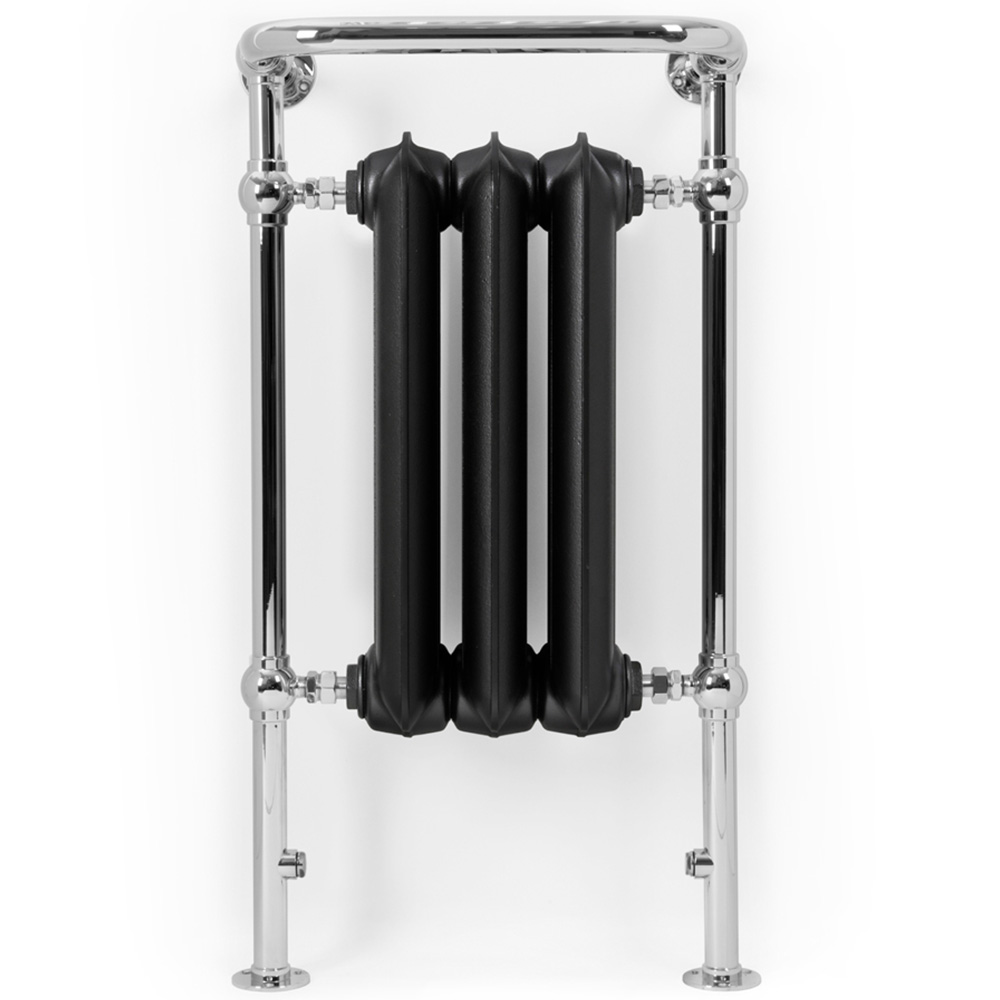 Terma 1217 BTU Flat Black and Chrome Heated Towel Rail 900 x 490mm Image 2