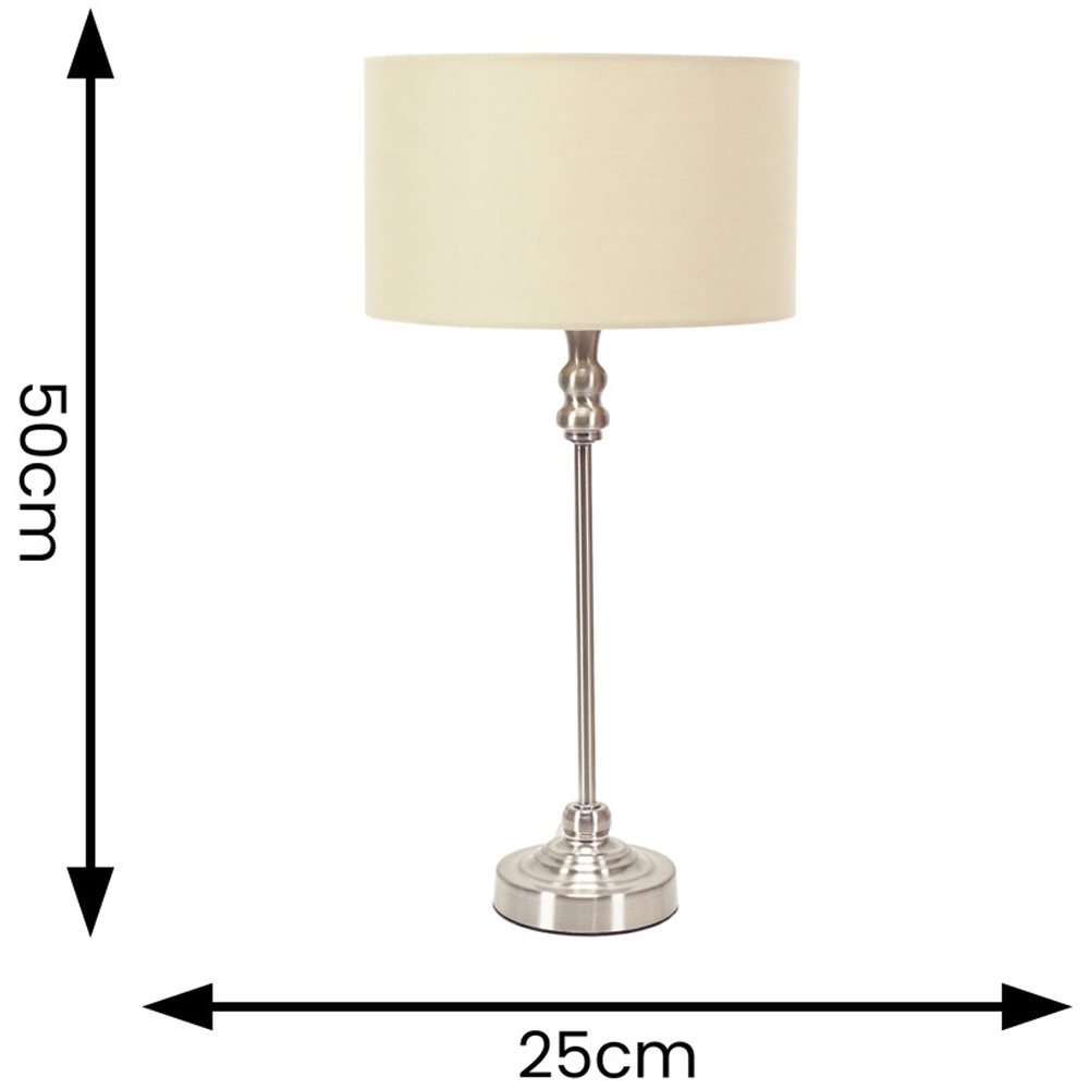 ValueLights Maggie Natural and Brushed Chrome Drum Shade Candlestick LED Table Lamp Image 6