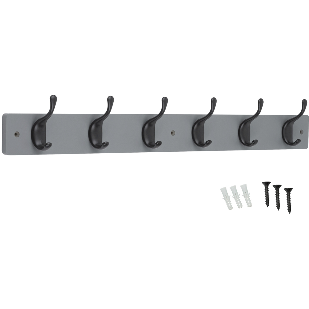 Headbourne Grey and Black 6 Hook Coat Rail Image 1