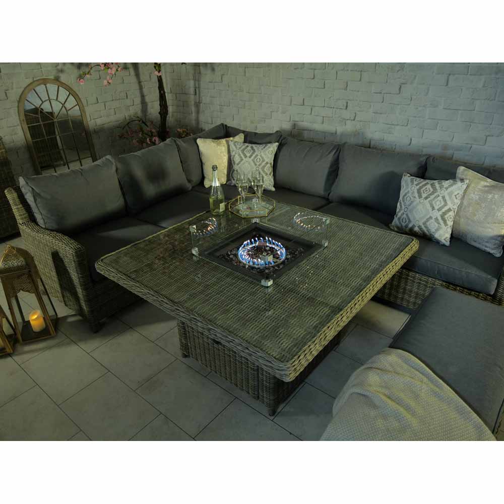 Royalcraft Wentworth 120 7 Seater Grey Fire Pit Modular Corner Lounge Set Image 9