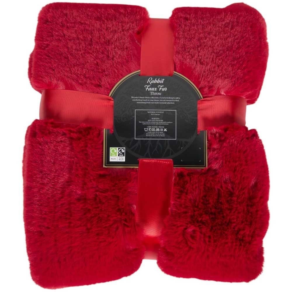 Soft Rabbit Faux Fur Throw - Red Image 3