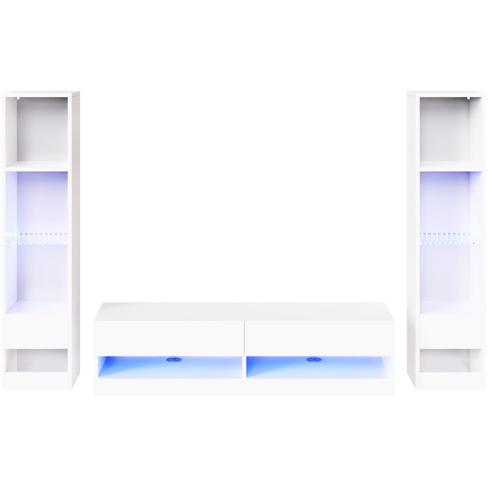 GFW Galicia 10 Shelf White Wall Mounted LED Full Media Set Image 2