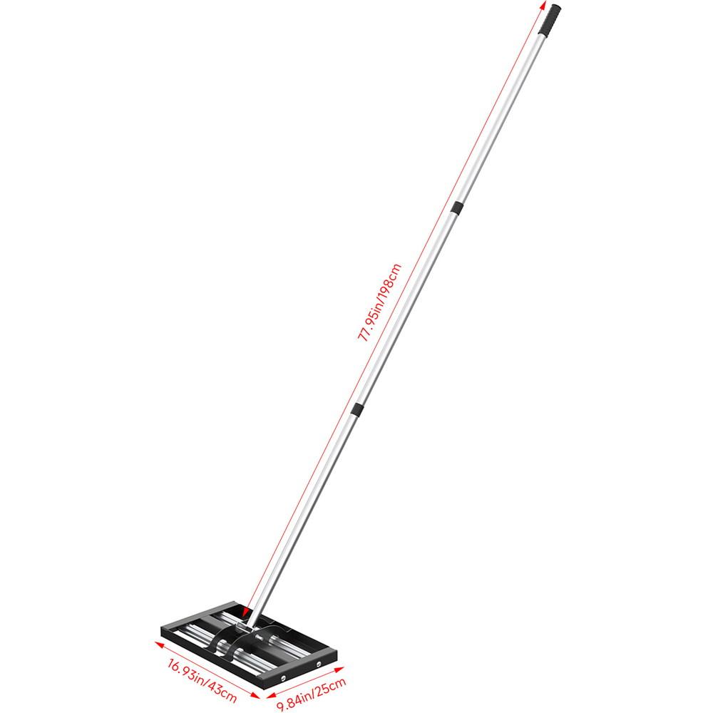 43 x 25cm Garden Lawn Levelling Rake with Aluminium Alloy Rollers Image 6