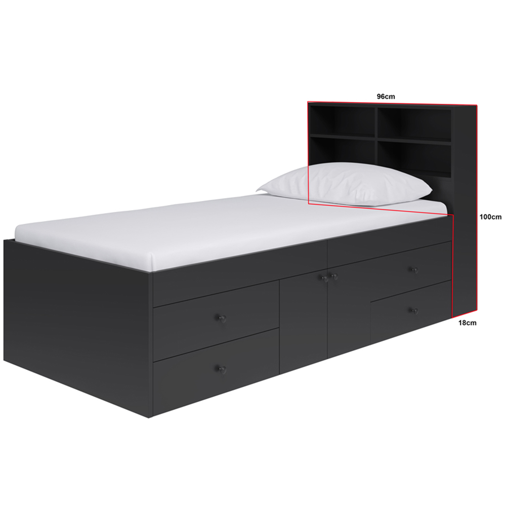 Kudl 4 Shelf Black Bookcase Headboard Image 4