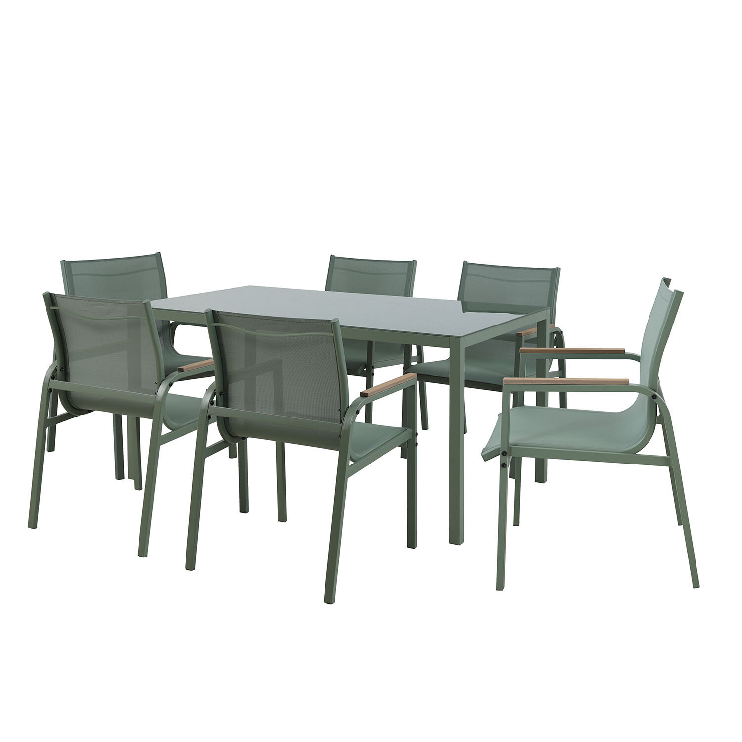 Olivia Sling 6 Seater Dining Set - Green Image 2