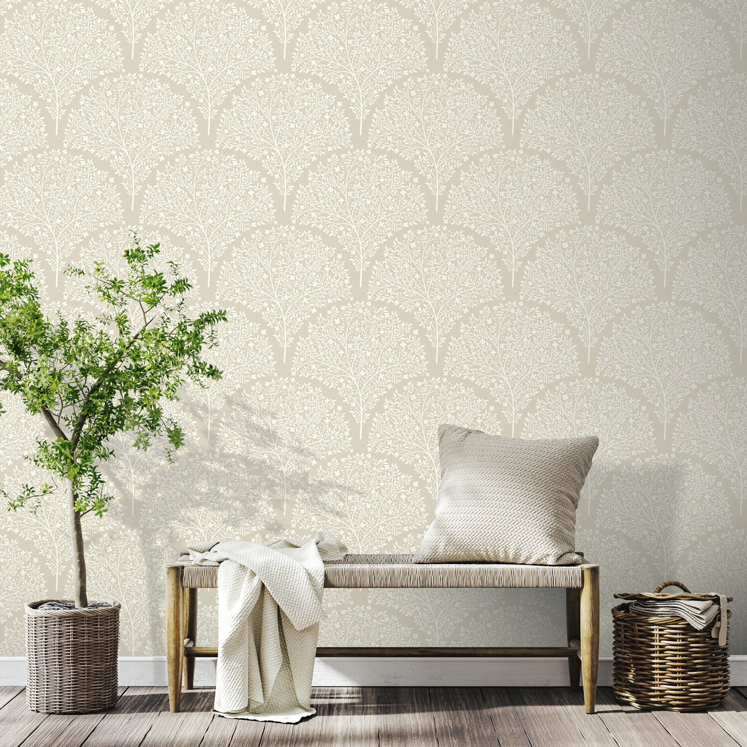 Topiary Trees Wallpaper Beige Image 3