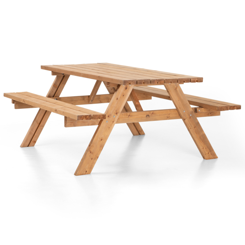 AMATA Ungurs Rusty Hazel Wooden Picnic Table with Foldable Seats Image 2