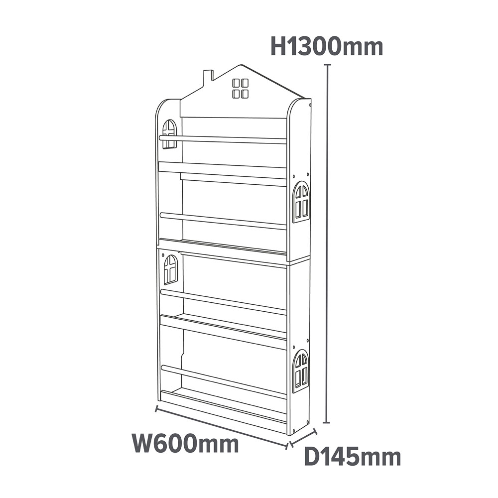 Liberty House Toys 4 Shelf White Wall Mounted House Bookcase Image 6