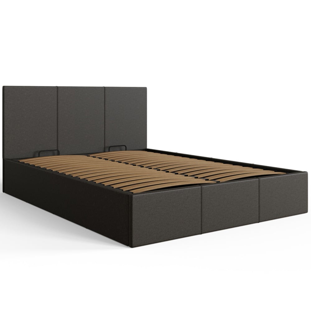 GFW King Size Grey Hopsack Fabric End Lift Ottoman Bed with Bonnell Mattress Image 5