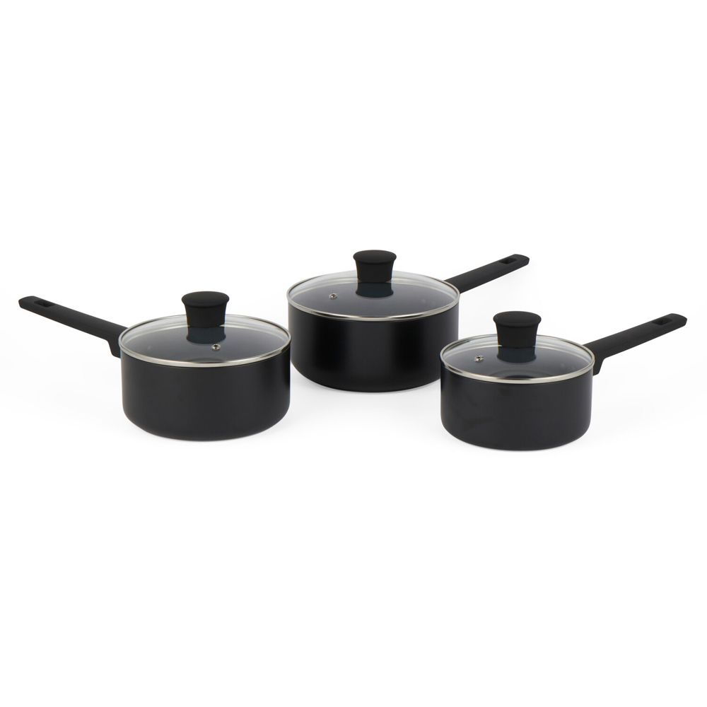 Russell Hobbs 3 Piece Shield Saucepan Set - Black Image 2