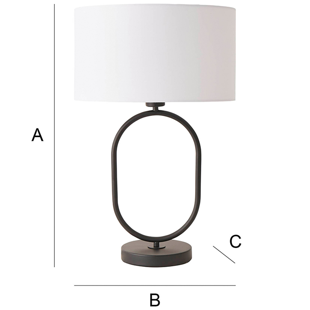 ValueLights Antonia White Fabric Drum Shade Matte Black Oval LED Table Lamp Image 7