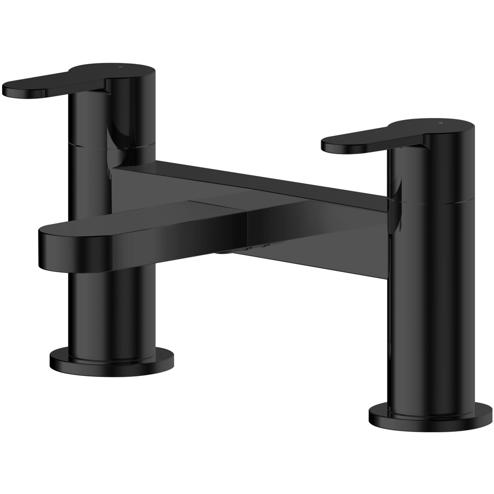 nuie Matt Black Deck Mounted Bath Filler Image 1