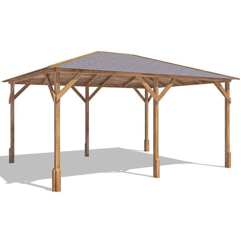 Dunster House Utopia 430 4 x 3m Brown Wooden Gazebo with Roof Shingles Image 2