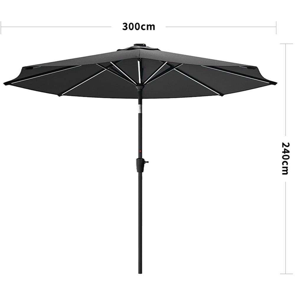 Living and Home Dark Grey Solar LED Crank and Tilt Parasol 3m Image 8