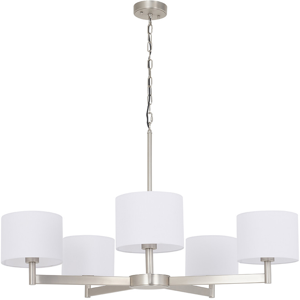 Merano Cortino Vintage White Matt Nickel 5 Light Ceiling Pendant Light Image 1