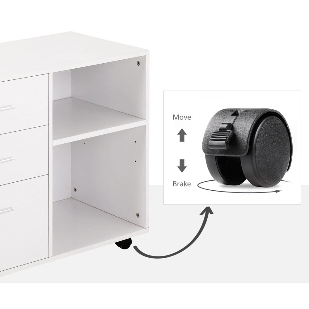 Portland White Rolling Storage Cabinet Image 3