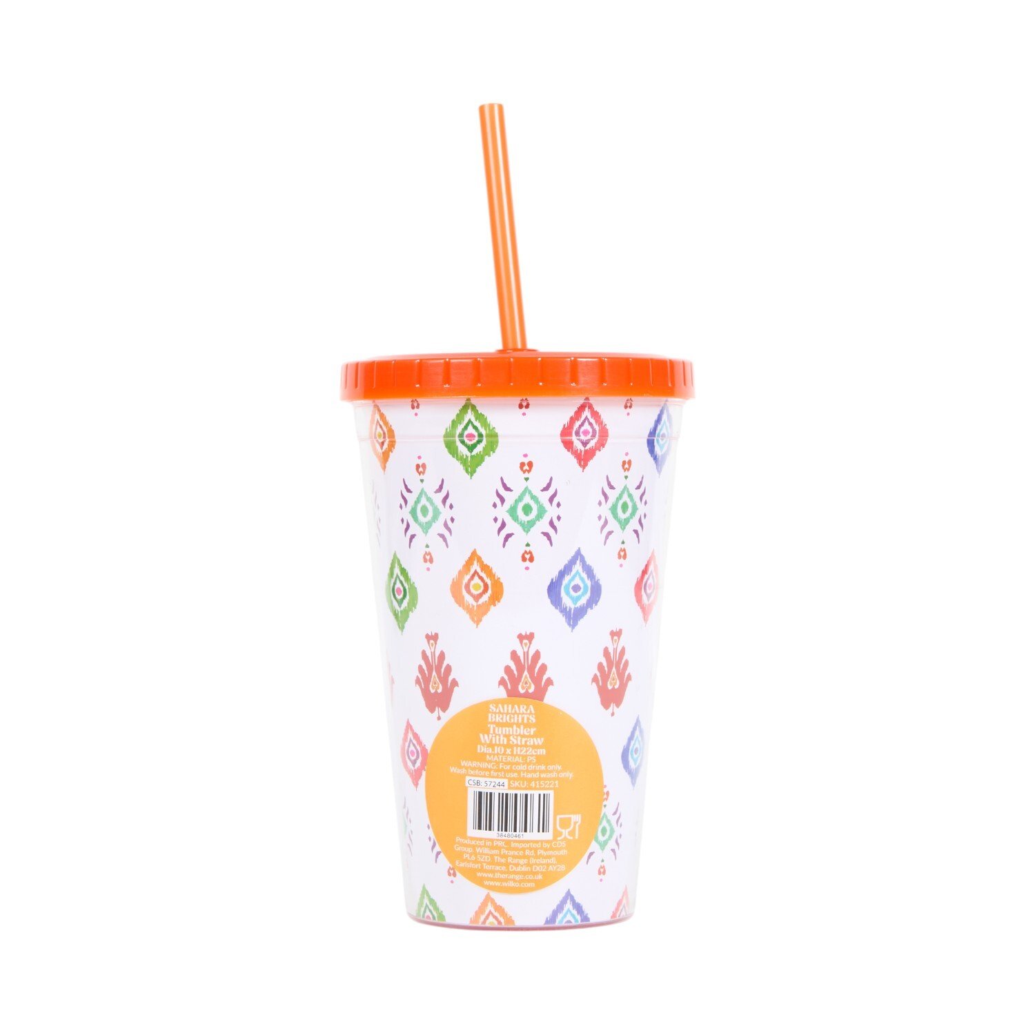 Sahara Brights Print Tumbler with Straw Multicolour Image 2