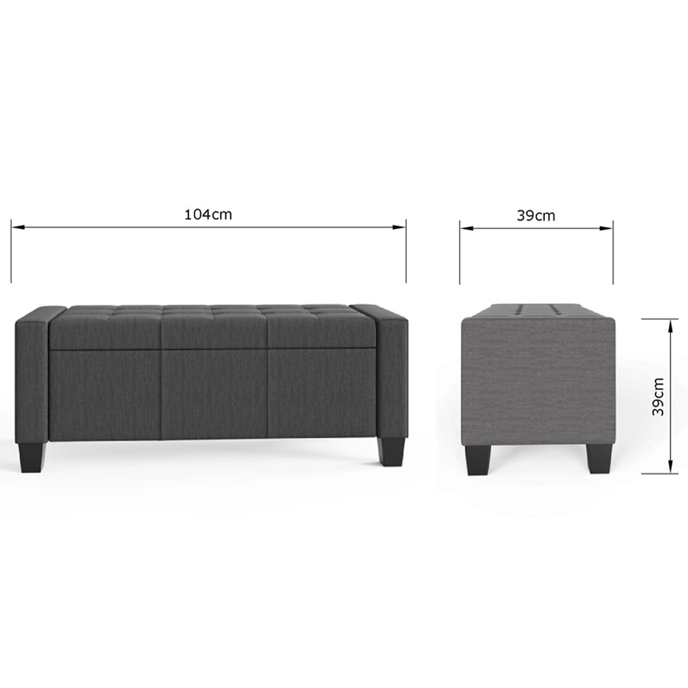 GFW Verona Charcoal Grey Ottoman Storage Bench Image 9