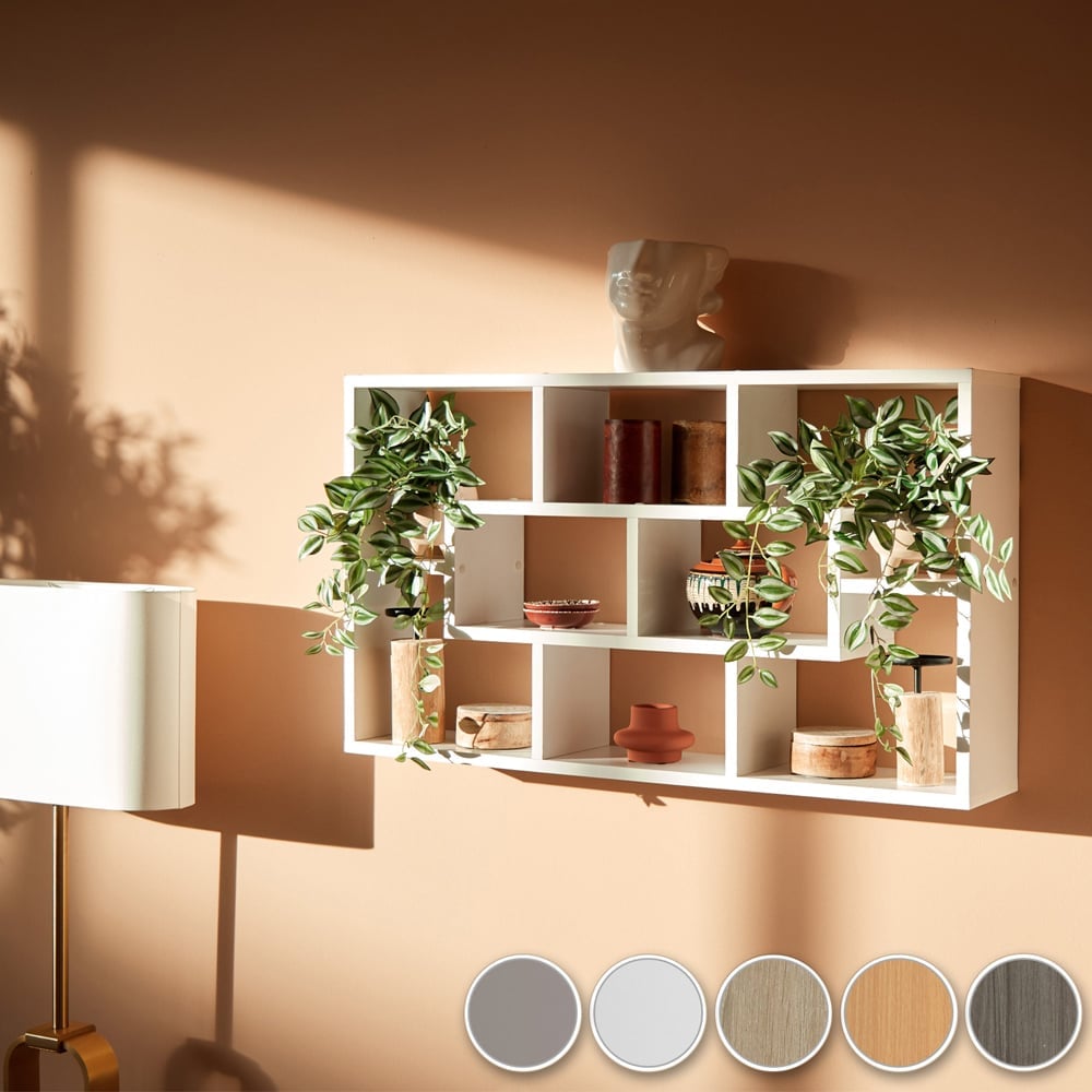 tectake Cassandra 8 Compartment White Floating Shelf Image 8