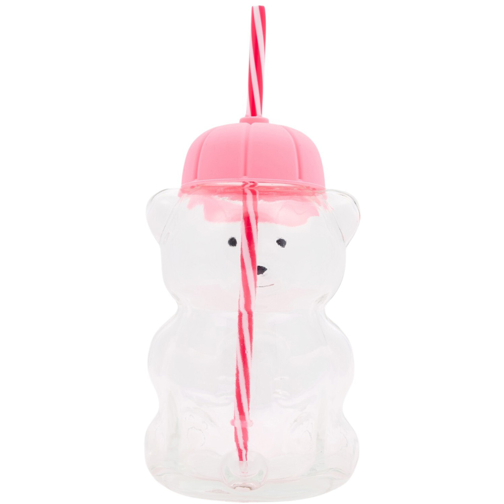 Bear Drinking Jar with Silicone Lid and Straw Image 7