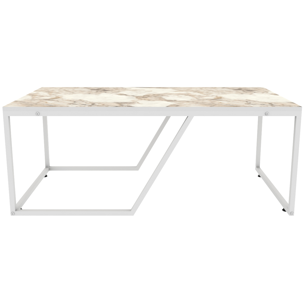 Decorotika Wendy White Marble Effect Industrial Coffee Table Image 3