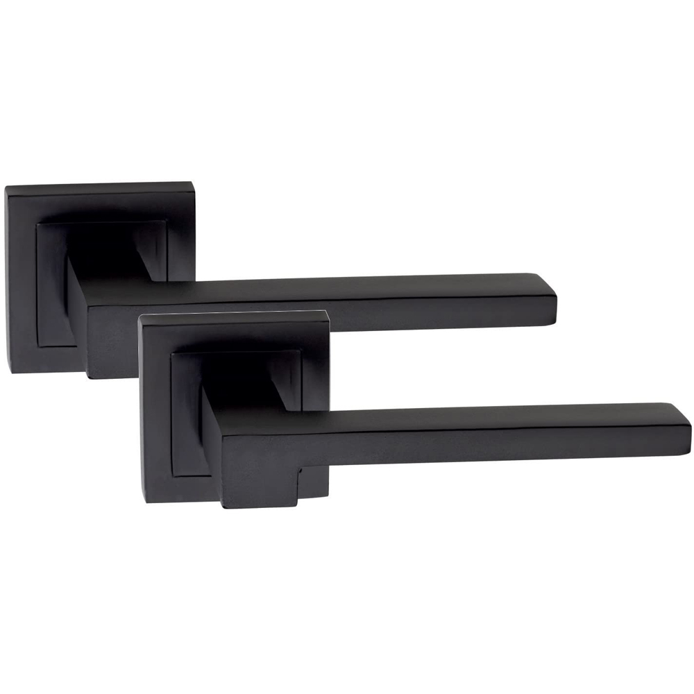 Golden Grace Matt Black Rose Zeta Latch Lock Door Handle Set with Keys Image 3