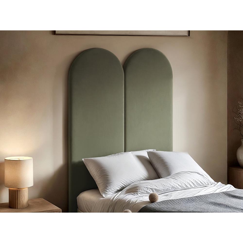 Solace+Co Cirrus Khaki Green Velvet Headboard Panel 2 Pack Image 3
