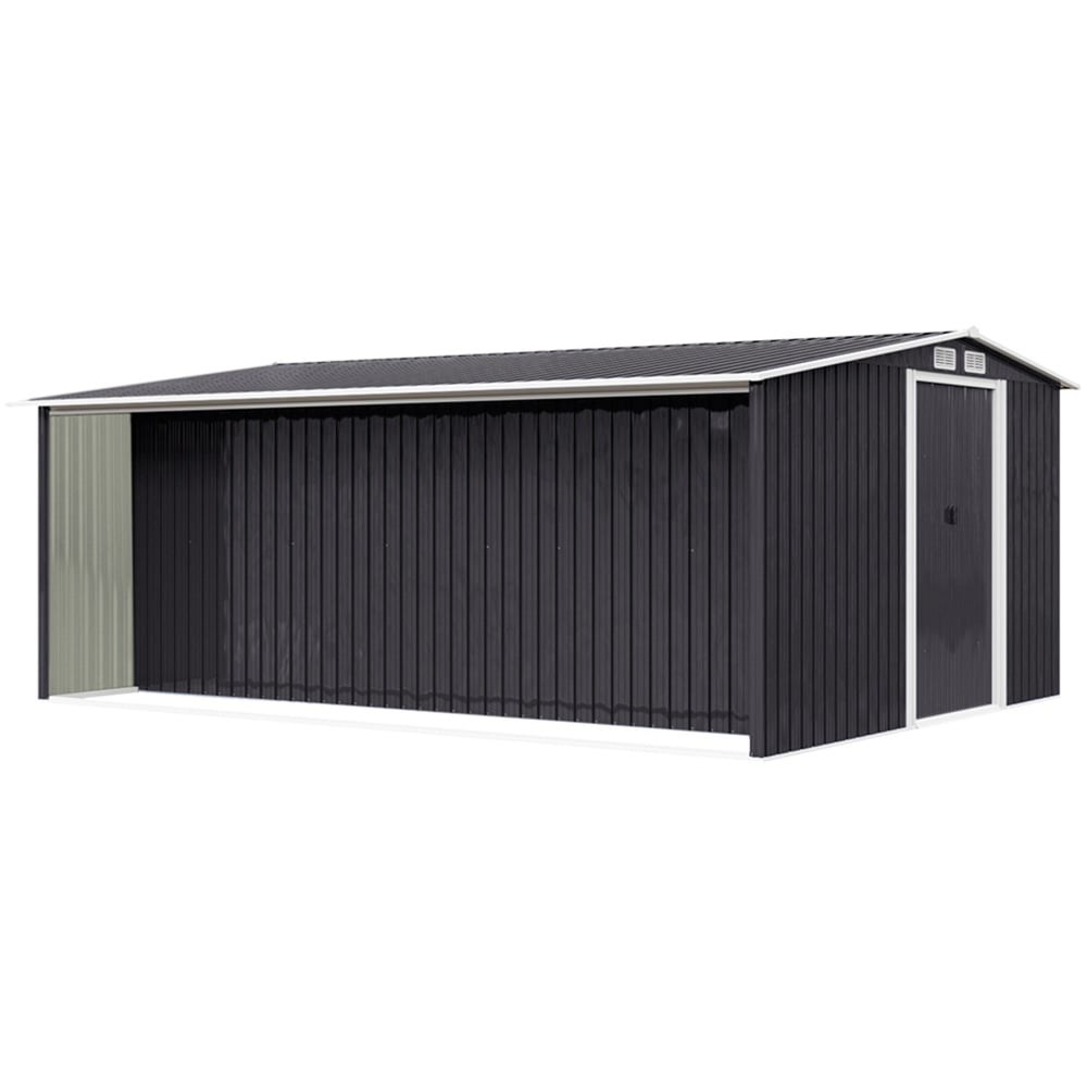 Living and Home 10 x 8ft Metal Garden Shed with Log Storage Image 3