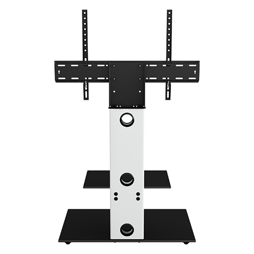 AVF Lesina Satin White and Black Glass Pedestal TV Unit Image 5