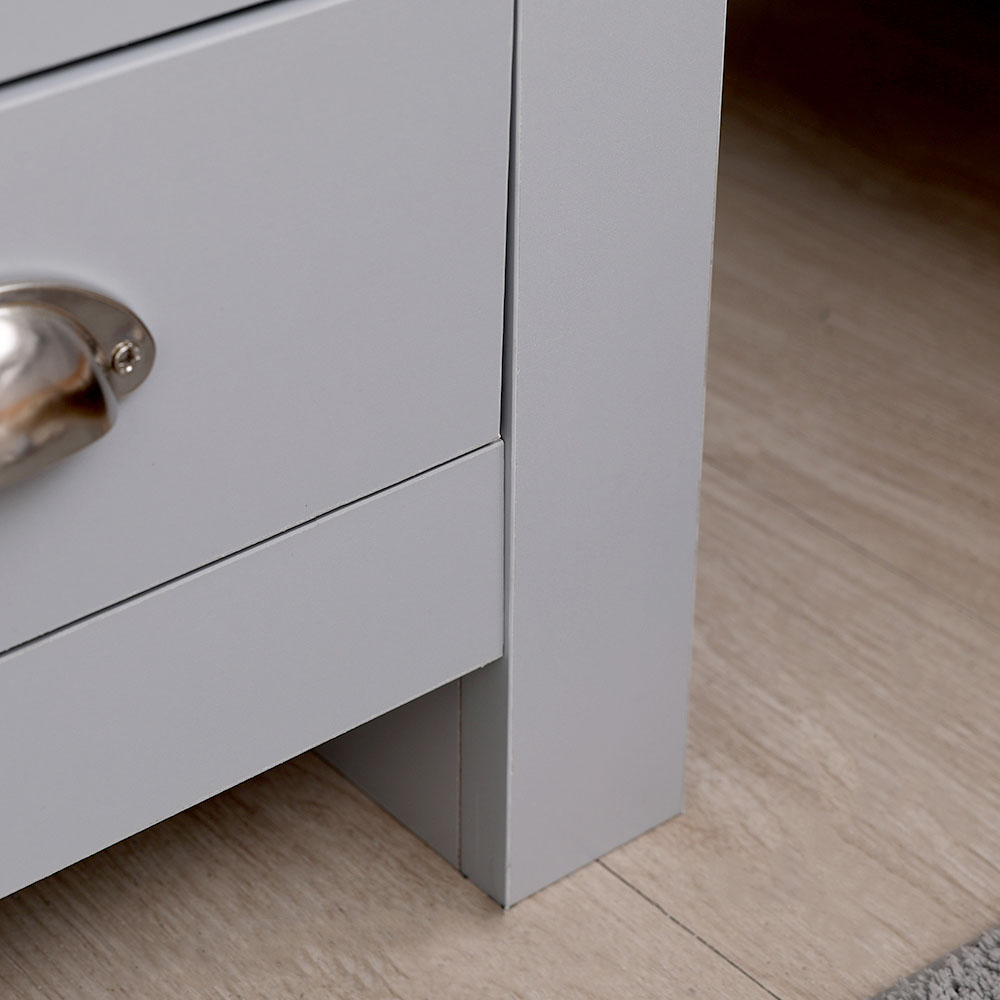 FurnitureHMD 3 Drawer Grey and Oak Effect Wooden Bedside Table Set of 2 Image 5