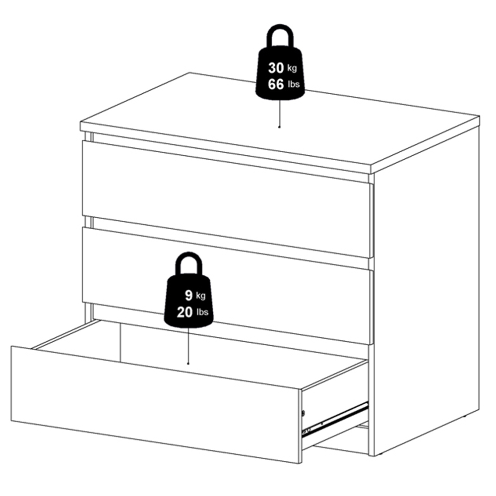 Florence 3 Drawer Matt Black Chest of Drawers Image 8